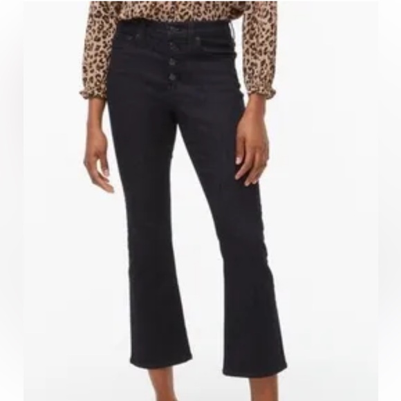 J. CREW DARK WASH DENIM HIGH RISE CROP FLARE JEANS - Picture 1 of 8